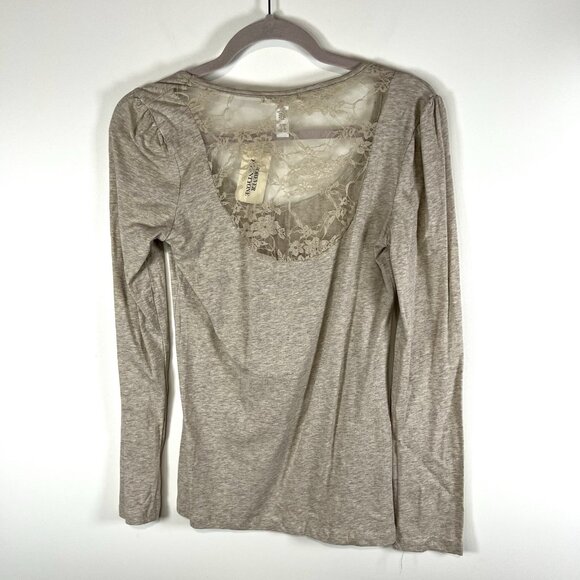 Forever 21 Lace Back Top Tan Women’s Size Large‎ NWT Long Sleeve Casual - Picture 6 of 8